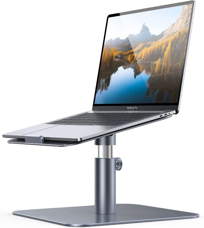 Photo 1 of Laptop Stand, Swivel Computer Holder : Lamicall Multi-Angle Height Adjustable, Ergonomic 360 Rotating Notebook Desk Riser, Compatible with 10-16" Laptop, Such as MacBook Air Pro, Dell XPS, HP, Gray
