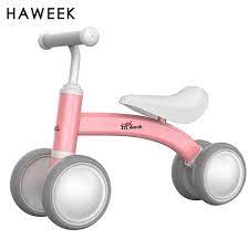 Photo 1 of HAWEEK Baby Balance Bike Toys for 1 Year Old Boy and Girl Toddler Bike Baby Walker Riding Gifts for 12-36 Months Boys Girls No Pedal Infant 4 Wheels Baby's First Birthday Gift
