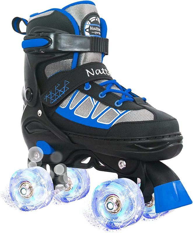 Photo 1 of Nattork Roller Skates for Kids Boys Girls, 4 Size Adjustable Rollerskates with Light Up Wheels for Children Beginners for Outdoor Indoor
