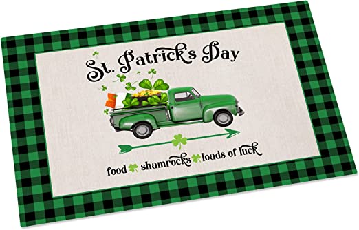 Photo 1 of (2 ITEM BUNDLE) St. Patrick's Day Doormat Lucky Day Doormat Green Shamrock Clover Floor Mat Gnome Floor Door Rug for Kitchen Bathroom Living Room 15.7 x 23.6 Inch + PRINCESS PRINT