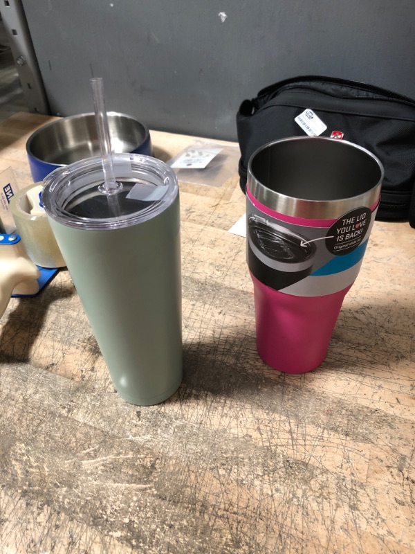 Photo 3 of (2 ITEM BUNDLE) Zak! Designs 30oz Double Wall Stainless Steel Cascadia Tumbler (MISSING LID) + 25oz Double Walled Stainless Steel Vacuum Tumbler with Silicone Lid & Straw