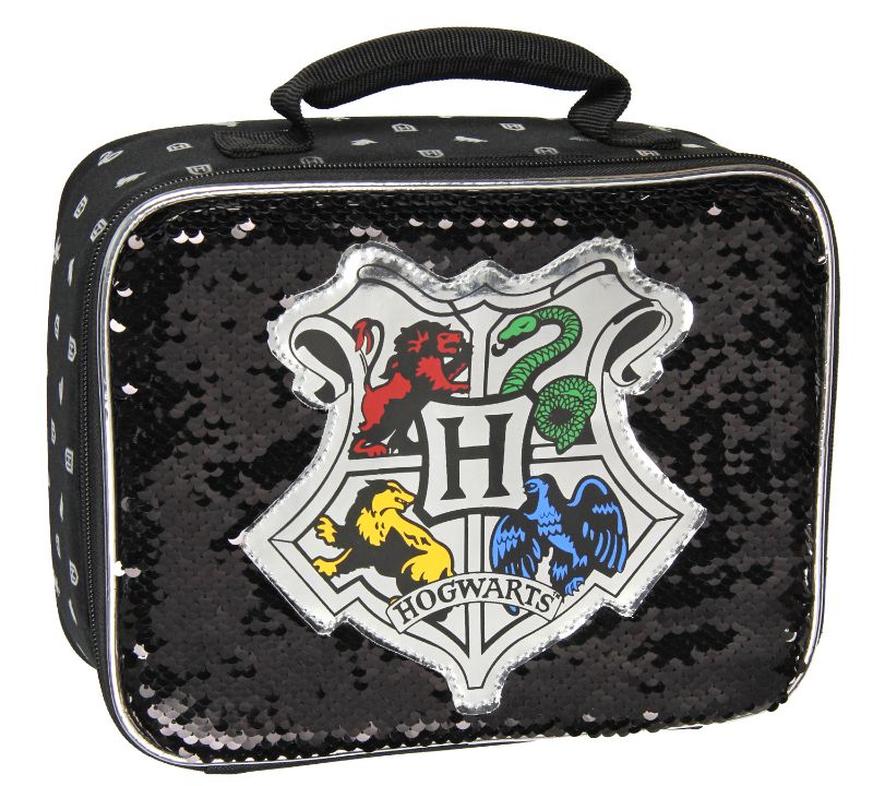 Photo 1 of Harry Potter Lunch Box Hogwarts Reversible Sequin Insulated Lunch Bag Tote