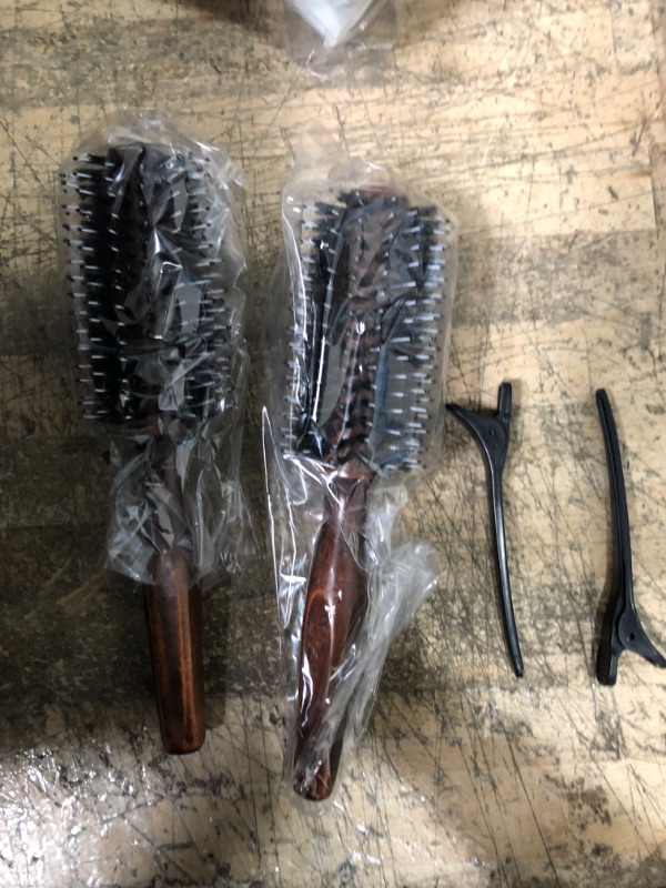 Photo 1 of Ecoed 2 in 1 Premium 100% Soft Boar Bristle Round Brush for Blow Drying, Round Hair Brush With 2.4 Natural Wooden Handle for Women & Men Styling.Free 2 x Hair Clips .
