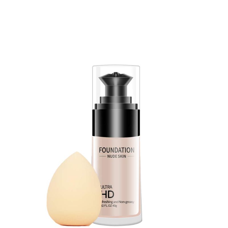 Photo 1 of CCPT Matte Porelesss Liquid Foundation Set with Make up Sponge of Full Coverage,Soomthing BB Cream for All Skins-Ivory white
