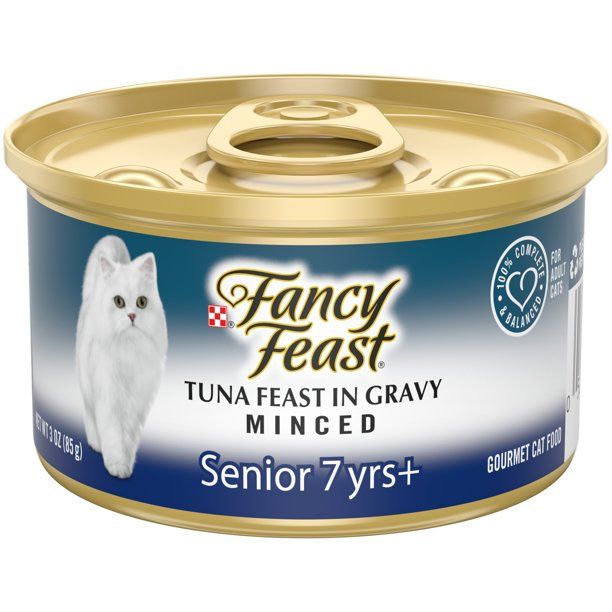 Photo 1 of (24 Pack) Fancy Feast High Protein Senior Gravy Wet Cat Food, Tuna Feast Minced Senior 7+, 3 oz. Cans (SEALED. EXPIRATION DATE: MARCH 2024) 