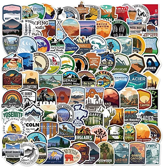 Photo 2 of (3 ITEM BUNDLE) 100 Pcs National Parks Stickers for Explore Camping Travel Outdoor Stickers for Hunting PVC Waterproof Water Bottle Car Bike Luggage Skateboard Phone + 50 PIECE CARTOON STRANGER THINGS STICKERS + 75 Count Card Sleeves Plastic Card Sleeve B