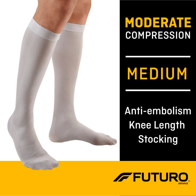 Photo 1 of 2 PACKS IN BUNDLE--- FUTURO Anti-Embolism Stockings, Knee Length, Closed Toe, Medium, Regular, White  