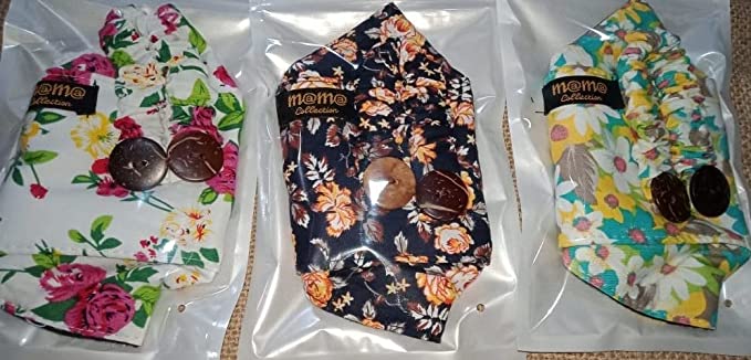 Photo 2 of 4 Pcs Washable Cloth facemask floral pattern with Prety coco button connector (DESIGNS VARY FROM STOCK IMAGE) 