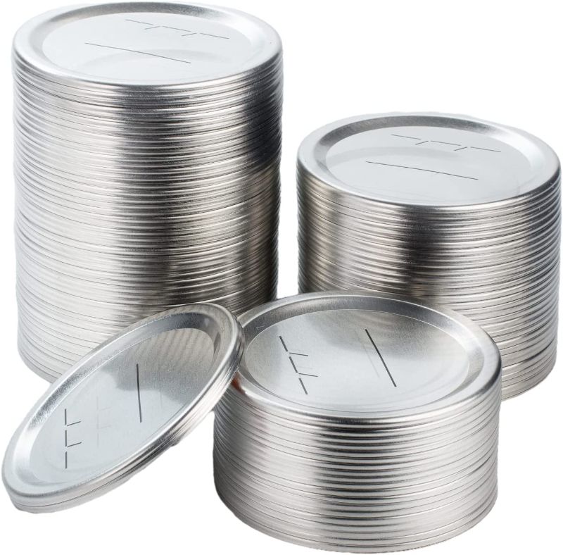 Photo 1 of (2 ITEM BUNDLE/200 CT) Saknemi 100-Count 70mm Regular Mouth Canning Lids for Ball, Kerr Jars, Wide Canning Lids 100% Fit Airtight for Regular Mouth Jars Leak Proof Rust-Proof Canning Jar Lids for Homemade Jam Pickles