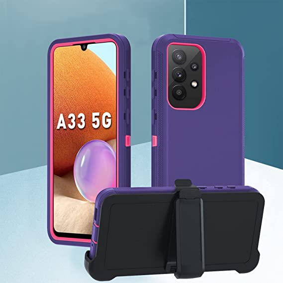 Photo 1 of 2 ITEM BUNDLE A 33 5g case,Case for Samsung Galaxy A33 5G,Samsung Galaxy A33 5G Case (Dark Purple-Rose red) AND K KENZHOU Blue Light Blocking Glasses Women Round Rim Frame Eyeglasses