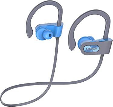 Photo 1 of Bluetooth Headphones, Deep Bass Wireless Running Headphones w/16 Hrs Playtime, Bluetooth Earbuds in-Ear w/Earhooks, IPX7 Waterproof Sports Earphones with Microphone for Calls,Blue