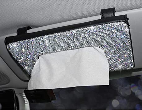 Photo 1 of 3 PACK BlingSHD Bling Bling Car Visor Tissue Box Holder Rhinestone Leather Paper Towel Cover Case for Women-Silver