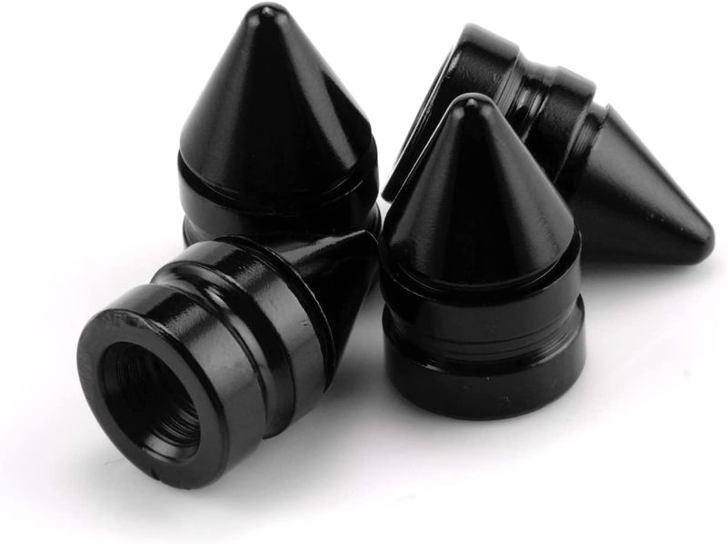 Photo 1 of (3 ITEM BUNDLE) Tire Valve Stem Cap Black Metal Airbag Universal Personalized Valve Nozzle Black 4 High Hardness Light Quality No Air Leakage, Car / Bike / Motorcycle Special + 2 PACKS OF Car Side Mirror Contral Handle Repalcement for 2001-2006 Ford Fiest