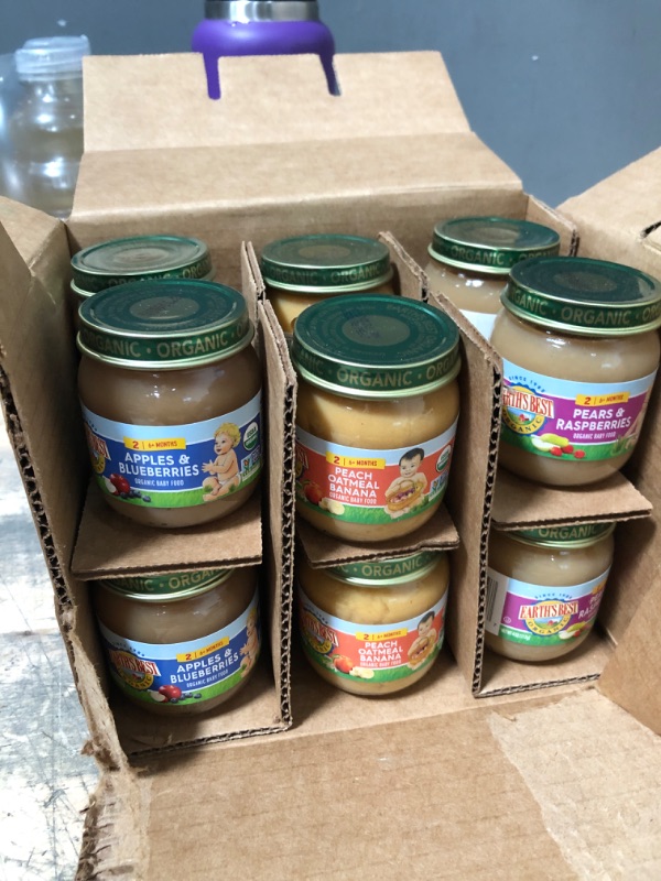 Photo 2 of Earth's Best Organic Stage 2 Baby Food, Fruit Combo Jars Variety Pack, 4 oz (Pack of 12) EXP. 12/01/2023