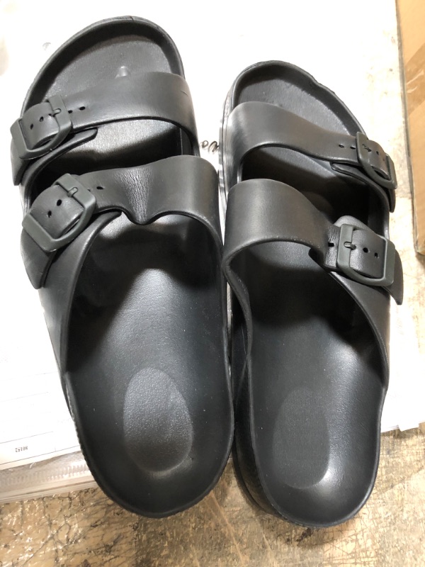 Photo 2 of Men's Comfort Slides Sandals Double Buckle Adjustable EVA Flat Sandals SIZE 9.5