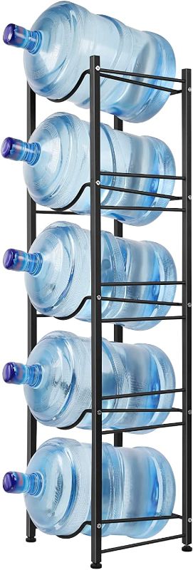 Photo 1 of 5 Gallon Water Bottle Holder 5 Tier Detachable Water Cooler Jug Holder Storage Rack Heavy Duty Gallon Water Jug Organizer Shelf for Home, Kitchen, Office, Breakroom, Black