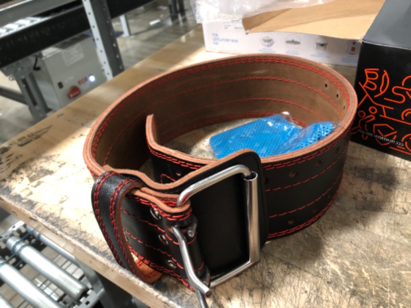 Photo 1 of Jaffick Genuine Leather Weight Lifting Belt (4 Inches Wide) Lower Back Support and Injury Prevention for Gym Fitness Workout Cross Training for Men Women - Squat Deadlift up to 800 lbs (LARGE)