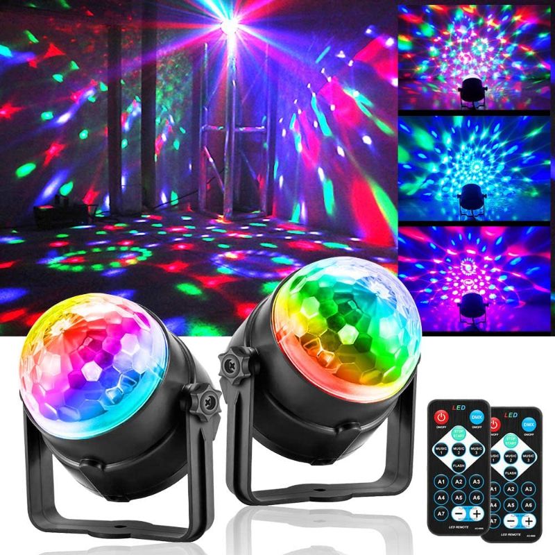 Photo 1 of Disco Lights Party Lights QinGerS Dj Stage Light 7 Colors Sound Activated for Christmas KTV Club Lights Romantic Decoration 2pcs
