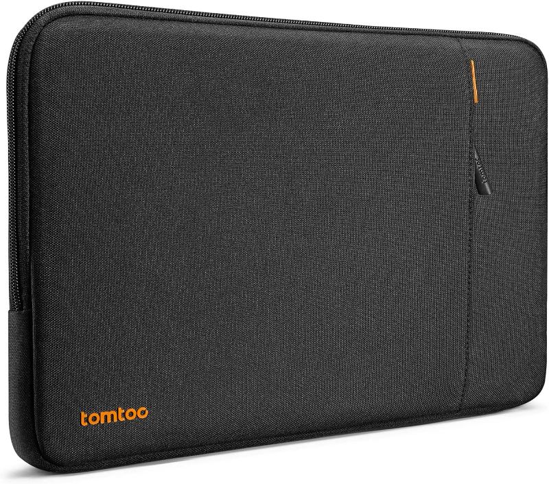 Photo 1 of tomtoc 360° Protective Laptop Sleeve for 13-inch MacBook Air M2/A2681 M1/A2337 2018-2022, MacBook Pro M2/A2686 M1/A2338 2016-2022, Water-resistant Case for 12.9 iPad Pro 5th/4th/3rd Gen, Black
