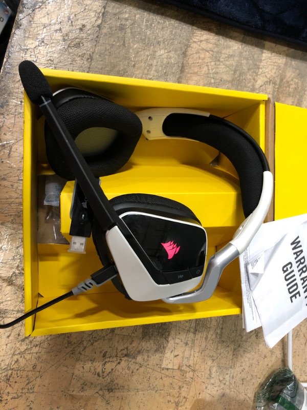 Photo 2 of Corsair VOID RGB Elite Wireless Premium Gaming Headset with 7.1 Surround Sound - Discord Certified - Works with PC, PS5 and PS4 - White (CA-9011202-NA)
