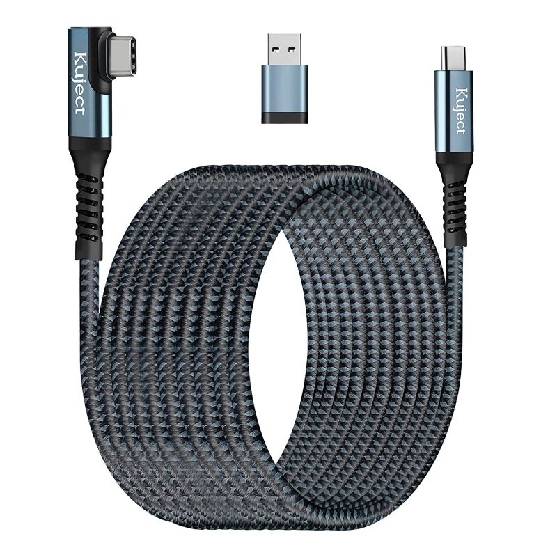 Photo 1 of Compatible for Oculus Quest 2 Link Cable 20FT USB 3.0 Type C to C, Kuject Nylon Braided Long PC Connect Power Data Extension Charging Cord, Great Virtual Reality Gaming Accessories for Oculus Quest