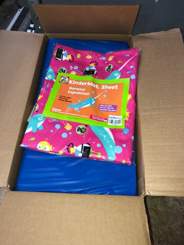 Photo 3 of KinderMat + PBS Kids Kinderbundle - Full Nap Mat & Washable Cover, Special Edition - Narwhal Expedition - Regular, Sheet is 47" x 22", Great for Daycare & Family Households
