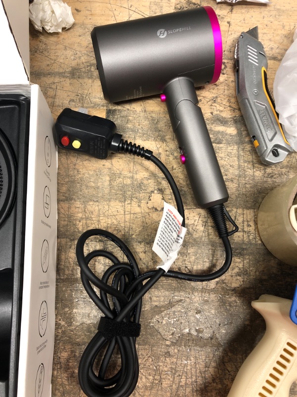 Photo 3 of Hair Dryer, slopehill (Safety Upgraded) 1800W Professional Ionic Hairdryer for Hair Care, Powerful Hot/Cool Wind Blow Dryer, 3 Magnetic Attachments, ETL, UL and ALCI Safety Plug (Dark Grey)
