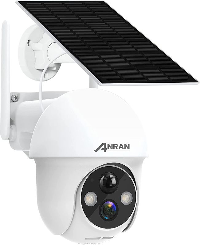 Photo 1 of ANRAN Security Camera Wireless Outdoor, 2K Solar Outdoor Camera with 350° View, Smart Siren, Spotlights, Color Night Vision, PIR Human Detection, Pan Tilt Control, 2-Way Talk, IP65, Q1 White
