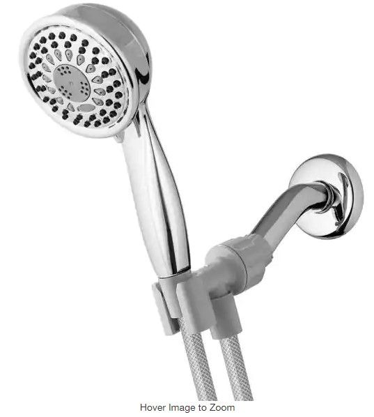 Photo 1 of 5-Spray 3.5 in. Single Wall Mount 1.8 GPM Handheld Shower Head in Chrome
