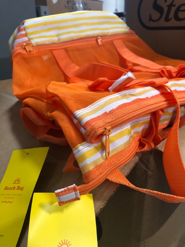 Photo 2 of 2 pack - Beach Bag with Towel Carrying Strap Orange - Sun Squad™

