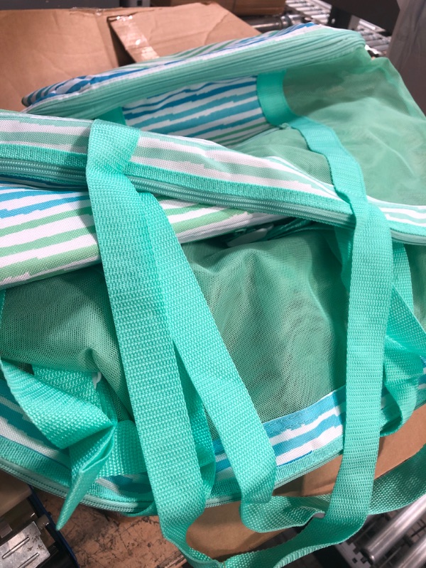 Photo 2 of 2 pack - Beach Bag with Cooler and Towel Carrying Strap Teal - Sun Squad™

