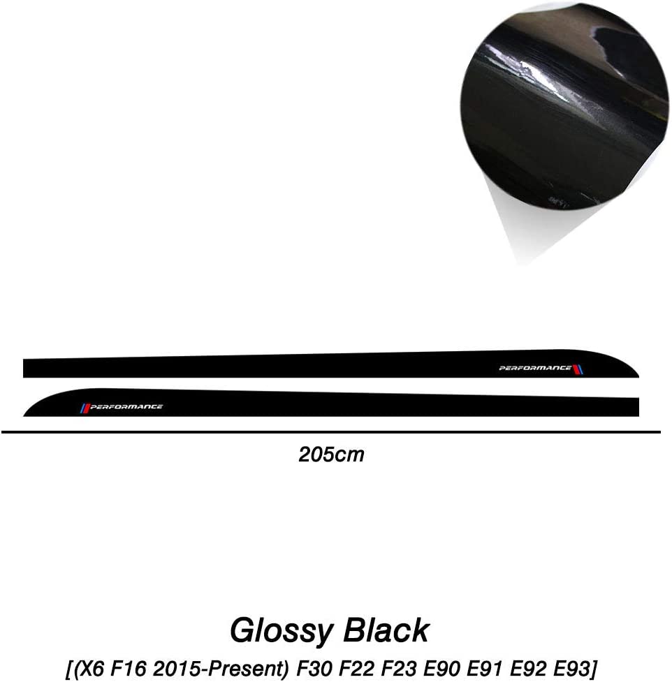 Photo 1 of Charminghorse 2 Pieces Gloss Black M Performance Side Skirt Racing Stripes Decal Stickers for BMW f30 f31 f22 f23 e90 e91 e92 e93 Accessories - 205CM