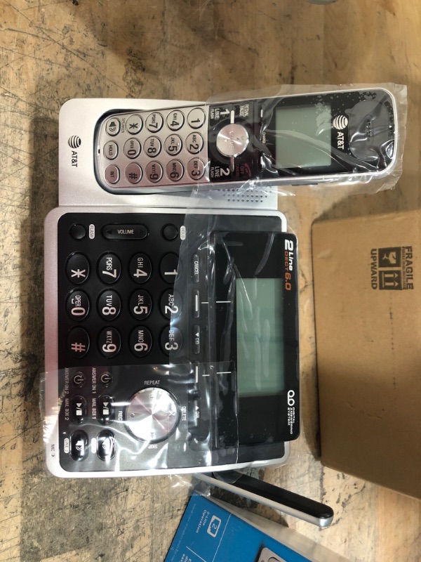 Photo 2 of AT&T TL88102 DECT 6.0 2-Line Expandable Cordless Phone with Answering System and Dual Caller ID/Call Waiting, 1 Handset, Silver/Black
