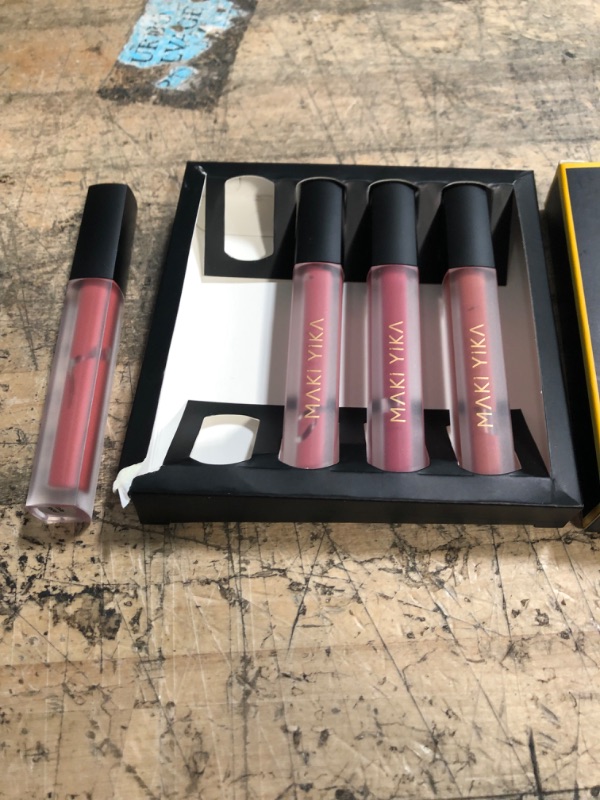 Photo 2 of Liquid Matte Lipstick Gift Set - 4Pcs Long Lasting Smudge Proof Lipstick, Pigmented Pretty Lip Color Lipgloss, Mini Lipstick Kit For Black Women And Girls 0.84Oz Nude 