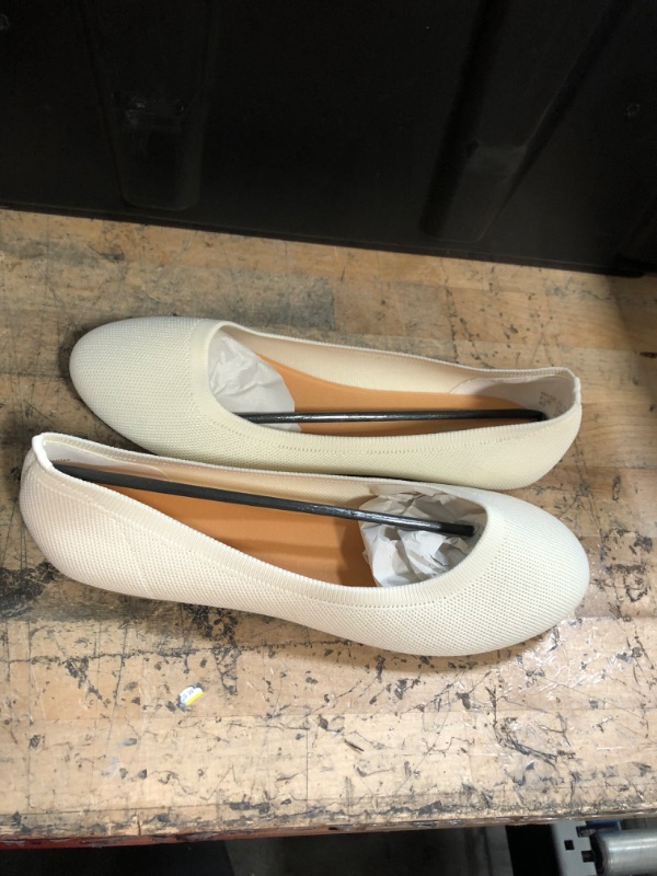 Photo 1 of Feelcloud Women's Flats Loafers Knitted Dress Slip On Casual Shoes Comfortable Breathable Ballet Shoes Cream Size 9 