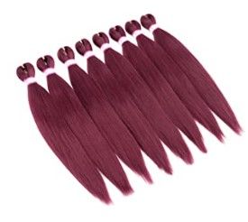 Photo 1 of 24 Inch Pre Stretched Braiding Hair 8 Packs 20 Inch Burgundy Synthetic Braiding Hair Natural Easy Twist Braids Crochet Hair Hot Water Setting Professional Soft Yaki Straight Texture Pack of 8 Burgundy 