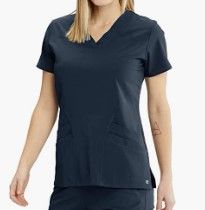 Photo 1 of BARCO ONE Women's Pulse Scrub Top, Sporty V-Neck Medical Top w/ 4-Way Stretch & 5 Pockets Steel Size Large 