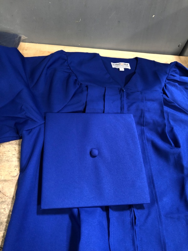Photo 4 of GraduationMall Matte Graduation Gown Cap Set Royal Blue Size 42 
