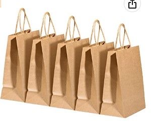 Photo 1 of 8"x4.5"x10.8" 50Pcs Brown Paper Bags with Handles Bulk