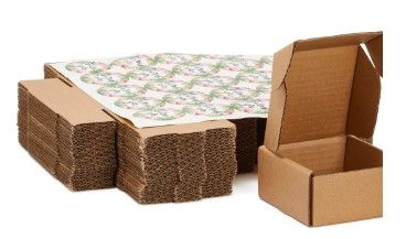 Photo 1 of 25 Pack Brown Corrugated Shipping Boxes 4x4x2 inch, Cardboard Mailer Box with Thank You Stickers