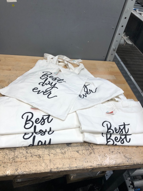 Photo 1 of Bundle of 5 
Set of 2 Best Day Ever White Tote Bags 15''x14''