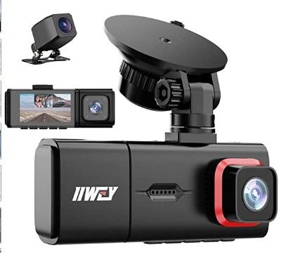 Photo 1 of 3 Channel Dash Cam, iiwey Full HD 1080P Front and Rear Inside Three Way Dash Camera