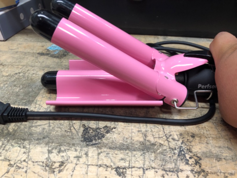 Photo 4 of 3 Barrel Curling Iron with LCD Temperature Display Pink/Black 