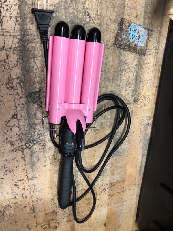 Photo 2 of 3 Barrel Curling Iron with LCD Temperature Display Pink/Black 