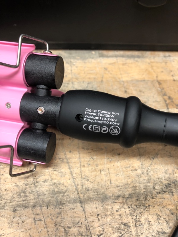 Photo 3 of 3 Barrel Curling Iron with LCD Temperature Display Pink/Black 