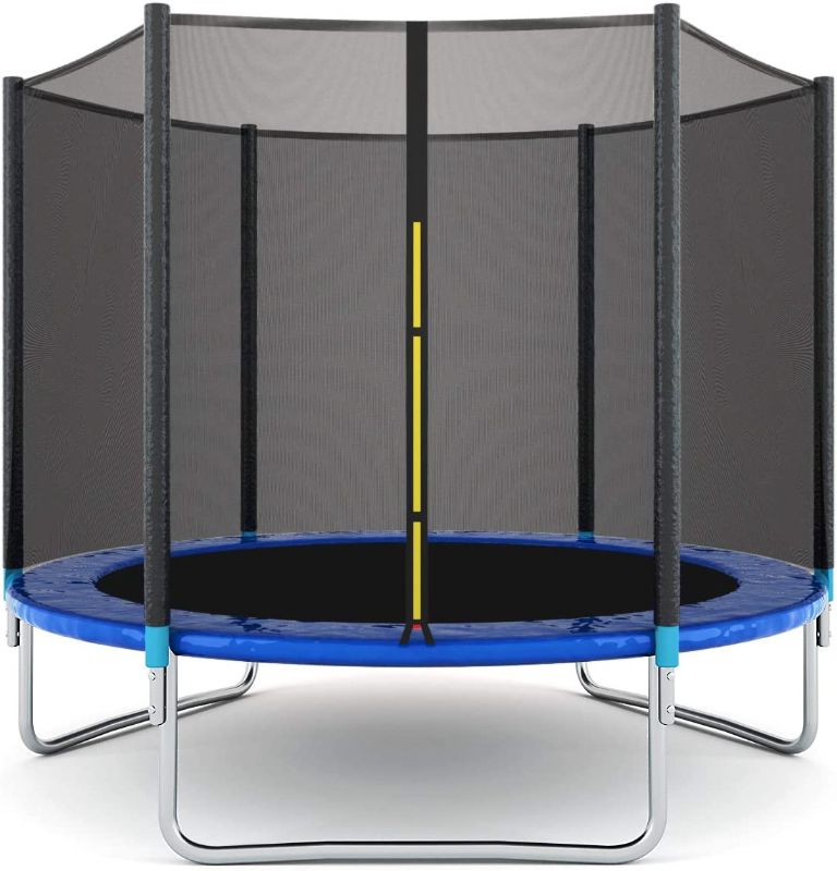 Photo 1 of ***INCOMPLETE*** 8Ft Trampoline, ASTM Approved Outdoor Trampoline w/ Safety Enclosure Net, Zipper, Rust-Resistant Poles, Recreational Trampoline for Kids