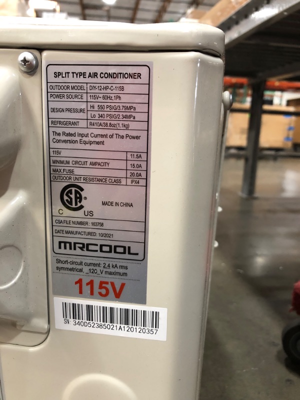 Photo 2 of MRCOOL - DIY-12-HP-115B25 DIY 12k BTU 22 SEER Ductless Heat Pump Split System 3rd Generation - Energy Star 120v (DIY-12-HP-115B)
