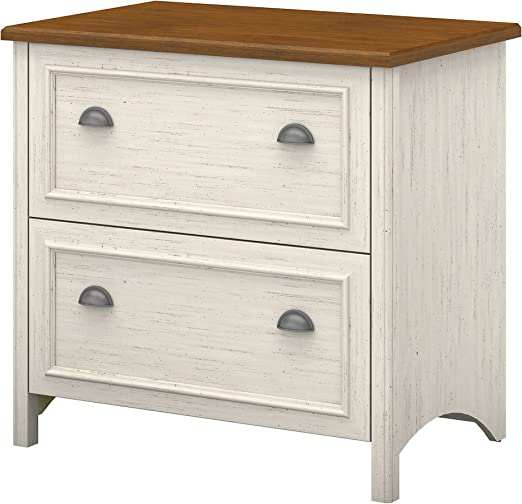 Photo 1 of Bush Furniture Fairview 2 Drawer Lateral File Cabinet in Antique White and Tea Maple
