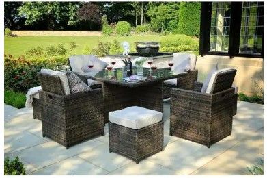 Photo 1 of *Incomplete set*
Box 1 of 3
DIRECT WICKER
(Brand Rating: 3.6/5)
Cubo Variegated Brown 9-Piece Wicker Square Outdoor Dining Set with Beige Cushions