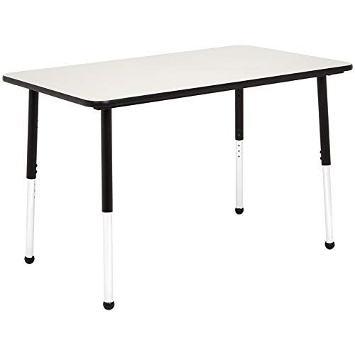 Photo 1 of Amazon Basics 30 X 48 Inch Rectangular School Activity Kids Table, Ball Glide Legs, Adjustable Height 19-30 Inch, Grey and Black
